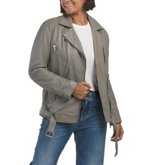 Bod & Christensen Lauren Leather Motorcycle Jacket Gunmetal Women's XS New - Picture 7 of 8